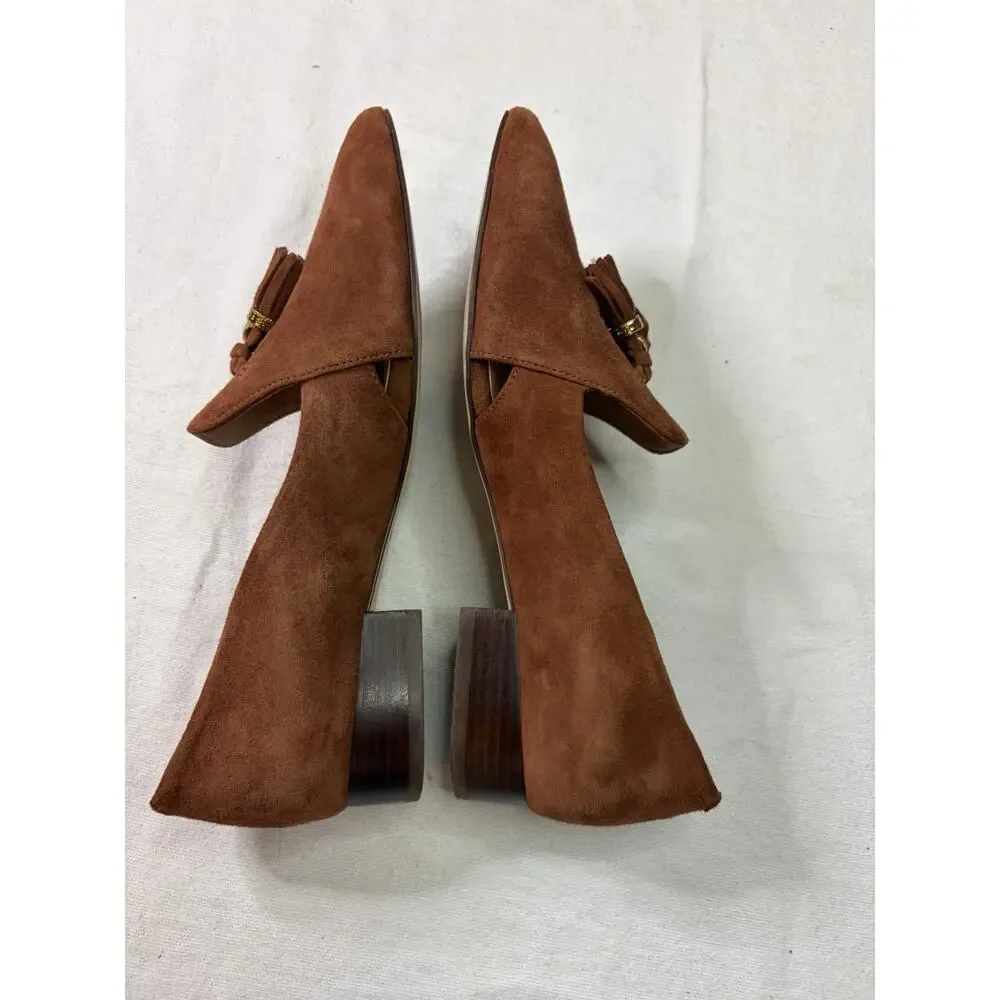 Cole Haan Vanya Tassel Pumps Womens 6B Brown Suede Block Heel Grand 360 Preppy